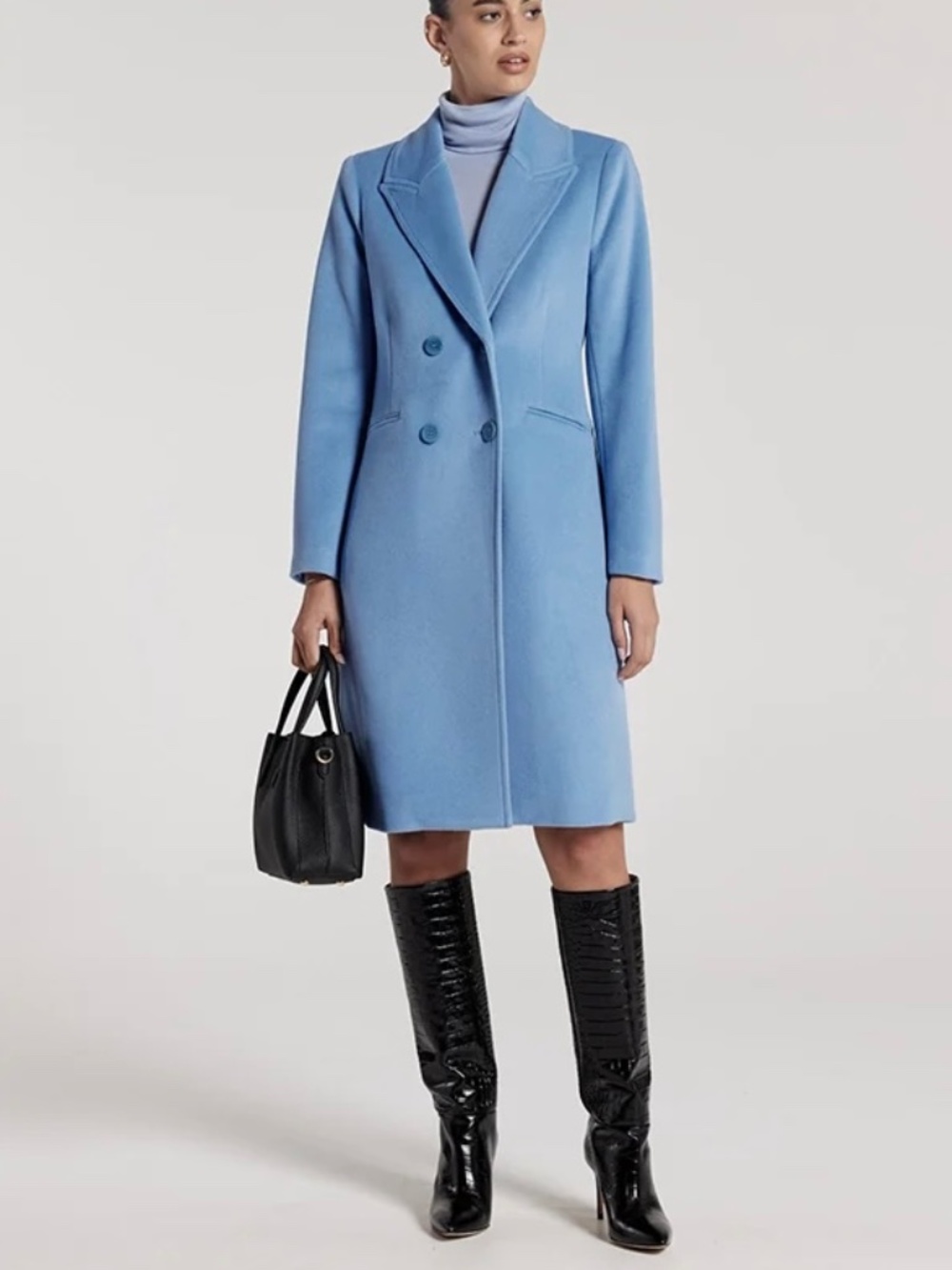 Perri Cutten Albert Wool Coat in Sky Blue Size L NWT